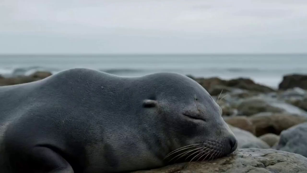 Rare Glimpse: Serene Seal Life on Rocky Shores - Veo 3 AI video prompt thumbnail