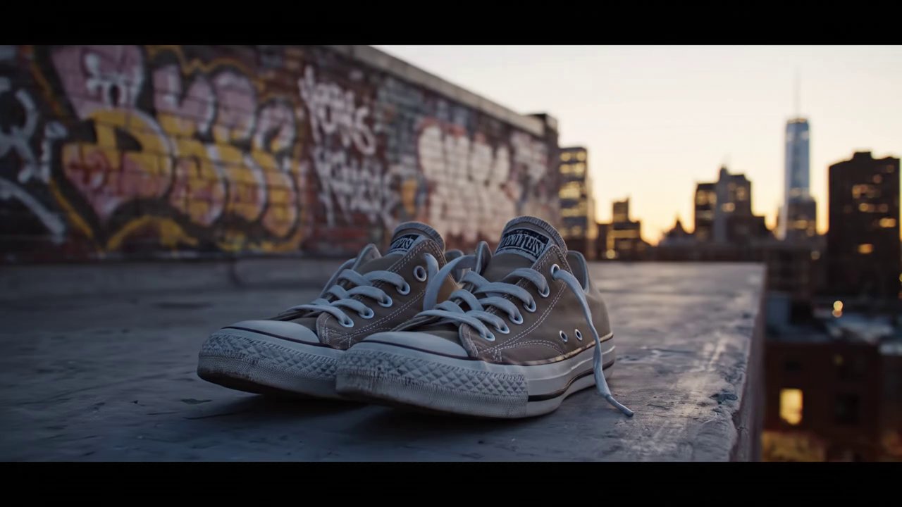{
  "description": "Urban rooftop at dusk. A pair ...