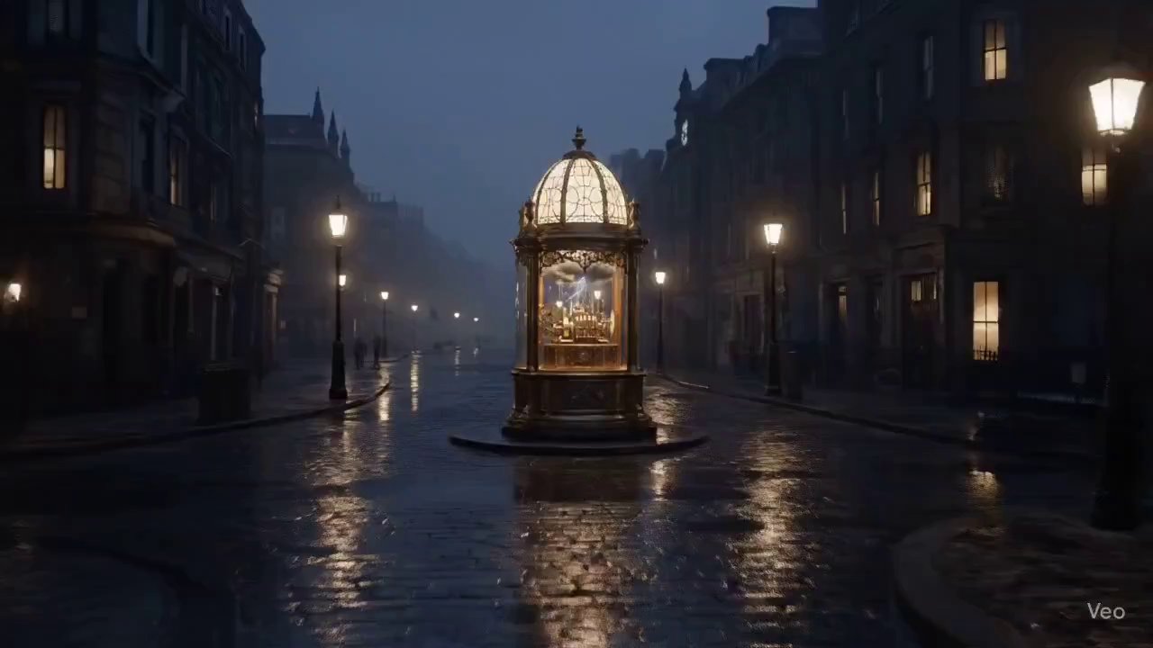 Steampunk Automaton Predicts London's Weather Future - Veo 3 AI video prompt thumbnail