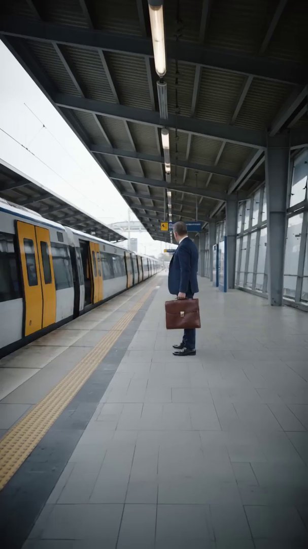 Cinematic style, slow-motion as the train doors cl... - Veo 3 AI video prompt thumbnail