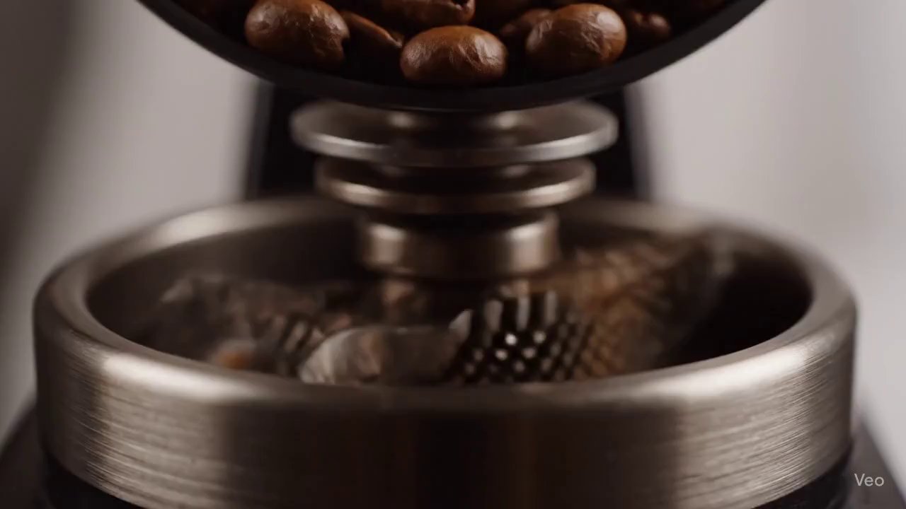 Shattering Coffee Beans: Macro Slow-Motion Grind - Veo 3 AI video prompt thumbnail