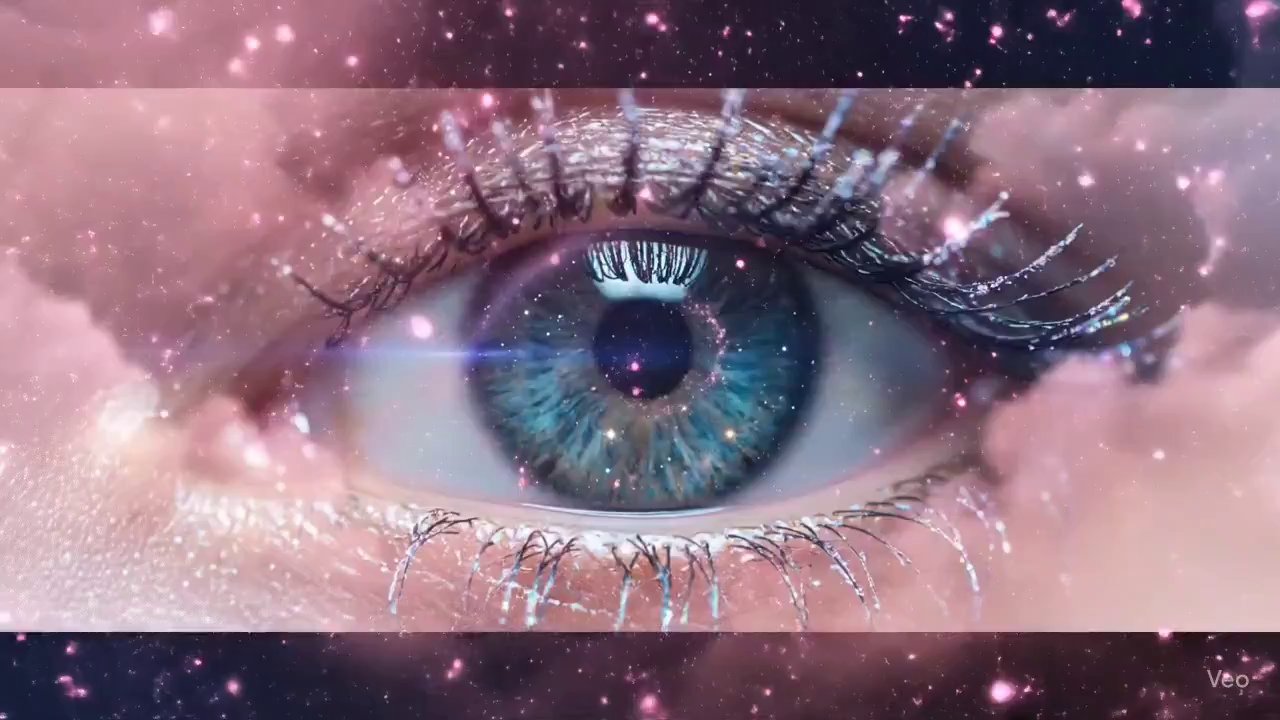 Cosmic Eye: Teal Sparkles & Stardust Gaze - Veo 3 AI video prompt thumbnail