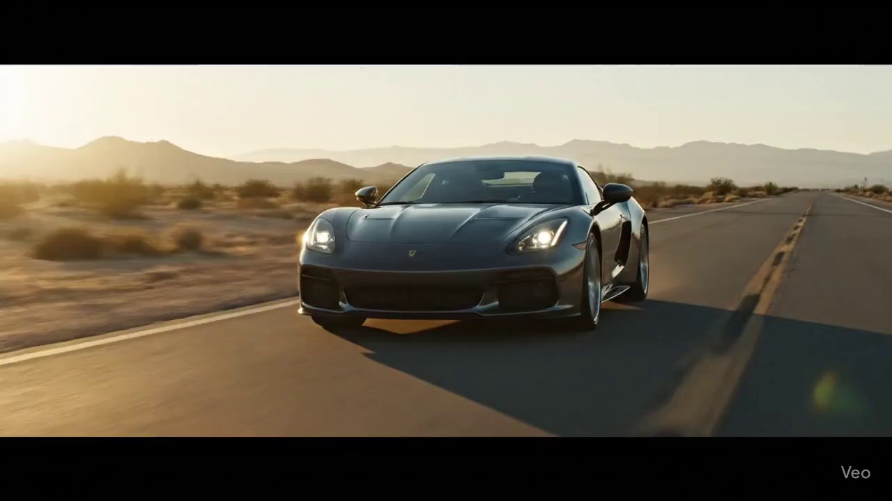 Desert Horizon Rush: Golden Hour Sports Car Drive - Veo 3 AI video prompt thumbnail