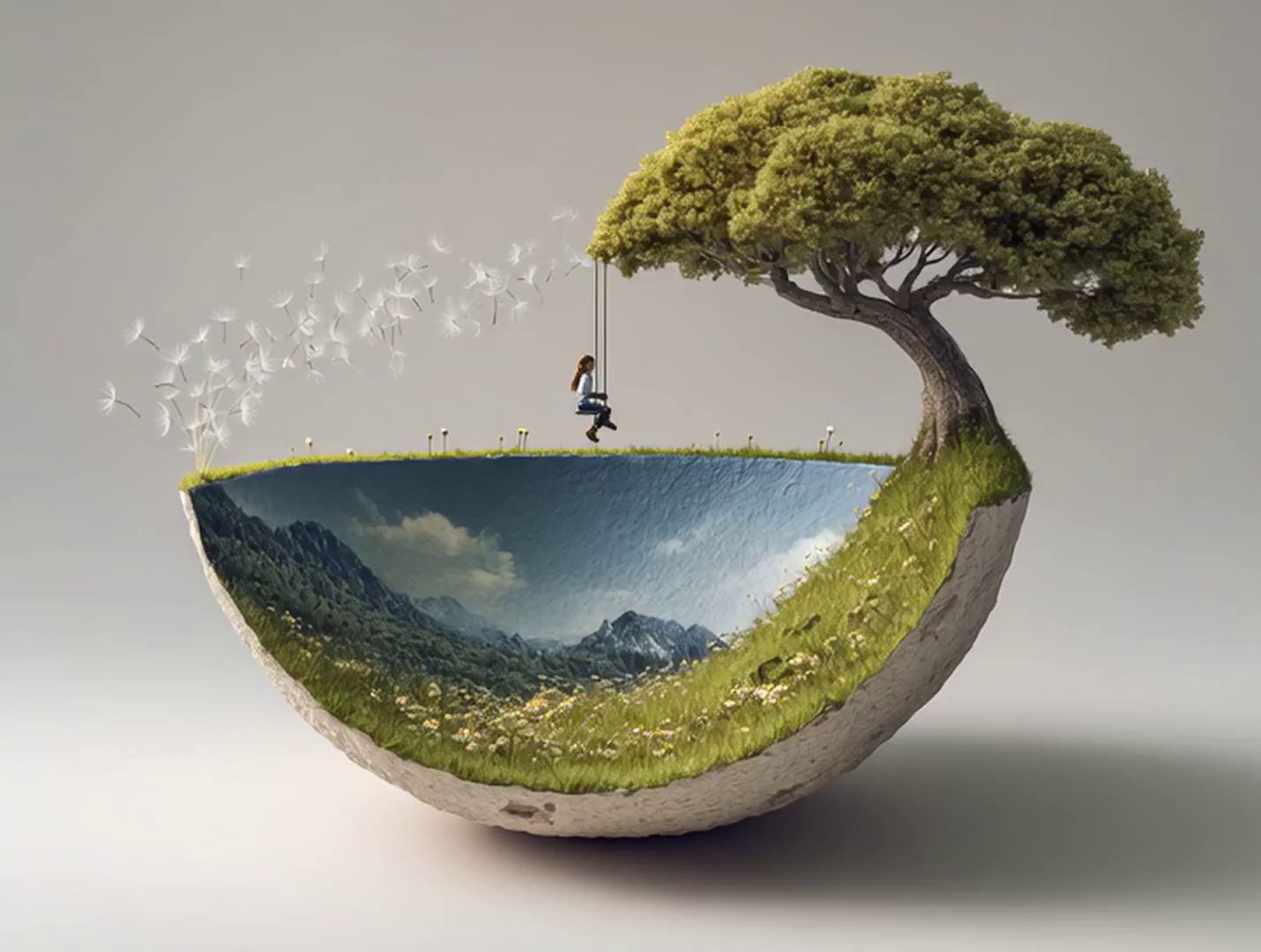 Dreamy Sunday Meadow: Gravity Bowl Serenity - Veo 3 AI video prompt thumbnail