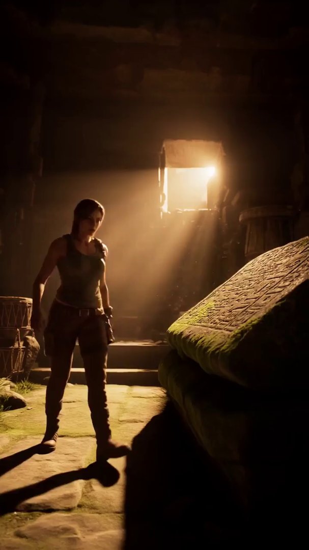 A medium shot captures Lara Croft, in her 20s, ath... - Veo 3 AI video prompt thumbnail