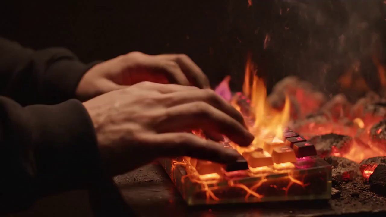 Forge-Wrought Keys: ASMR of Elemental Typing - Veo 3 AI video prompt thumbnail