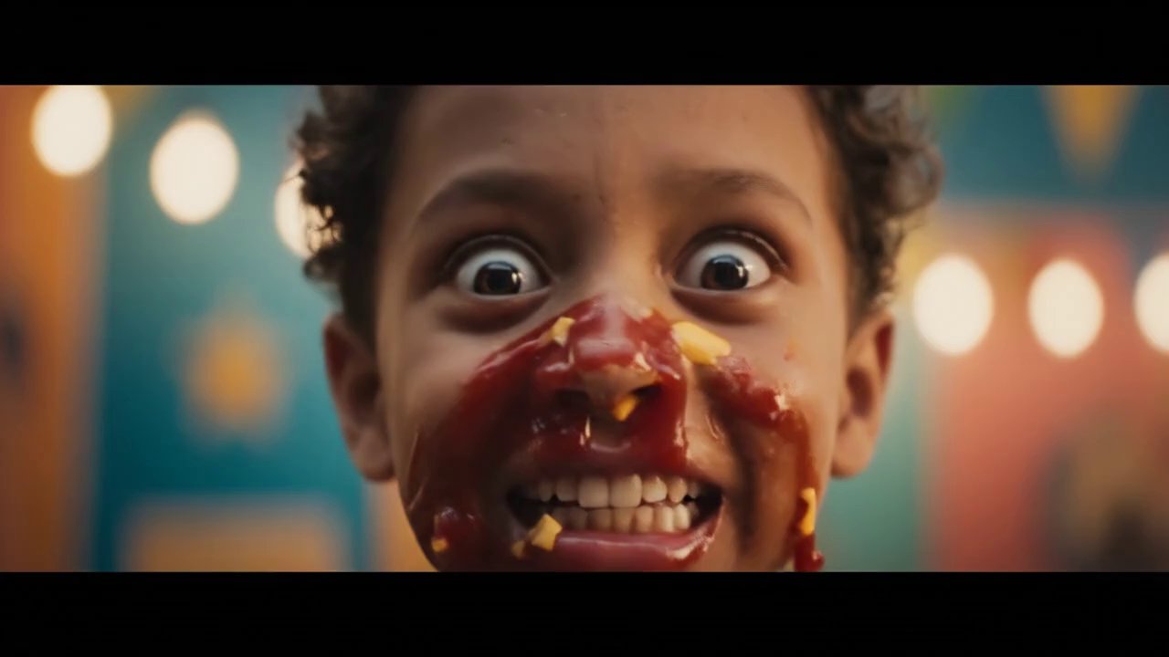 The camera lingers on one of the fat kids, his fac... - Veo 3 AI video prompt thumbnail