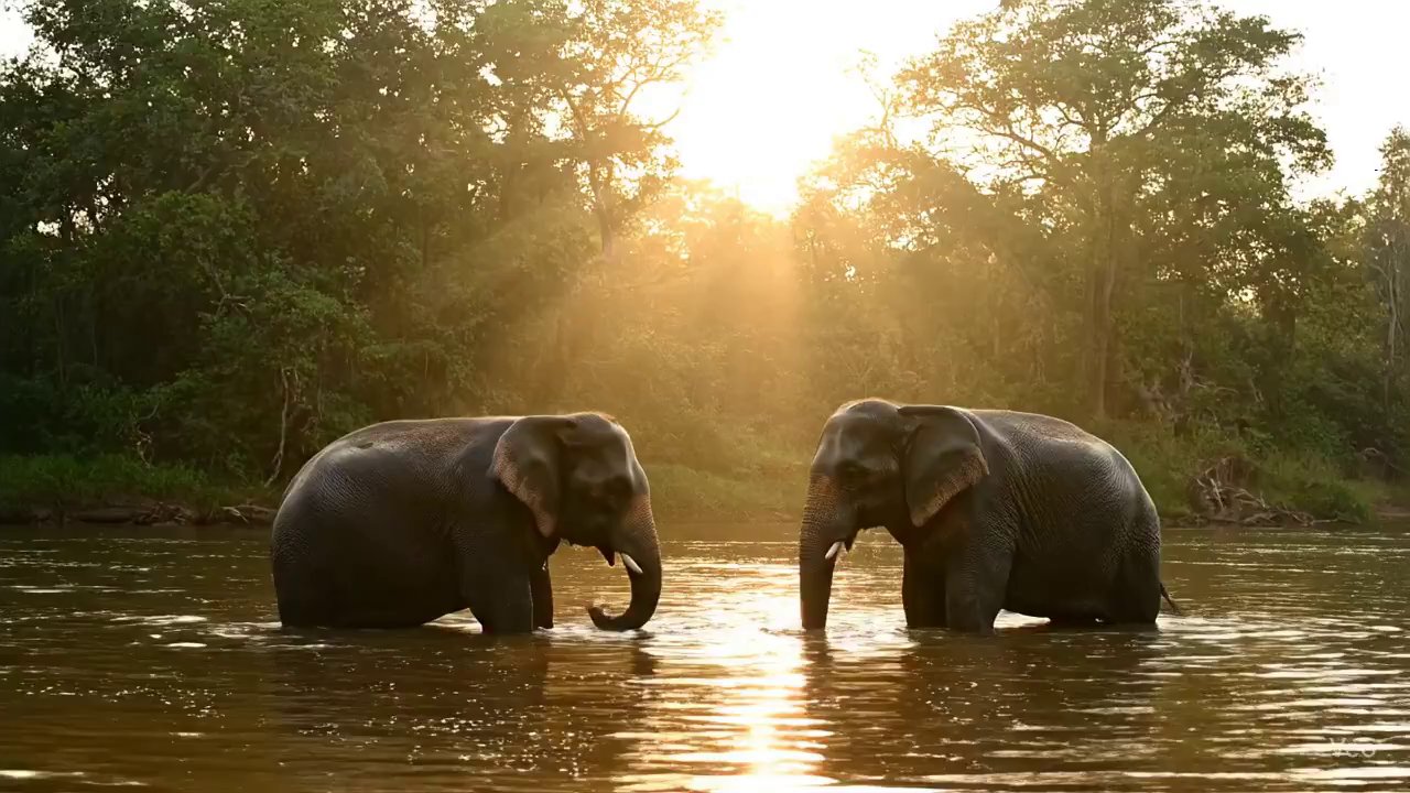 Golden Hour Elephants: River Serenity - Veo 3 AI video prompt thumbnail