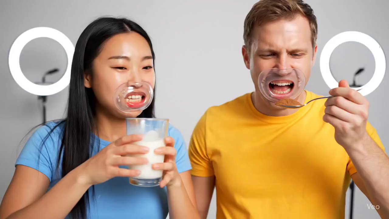 Hilarious Open Mouth YouTube Challenge Gone Wrong - Veo 3 AI video prompt thumbnail