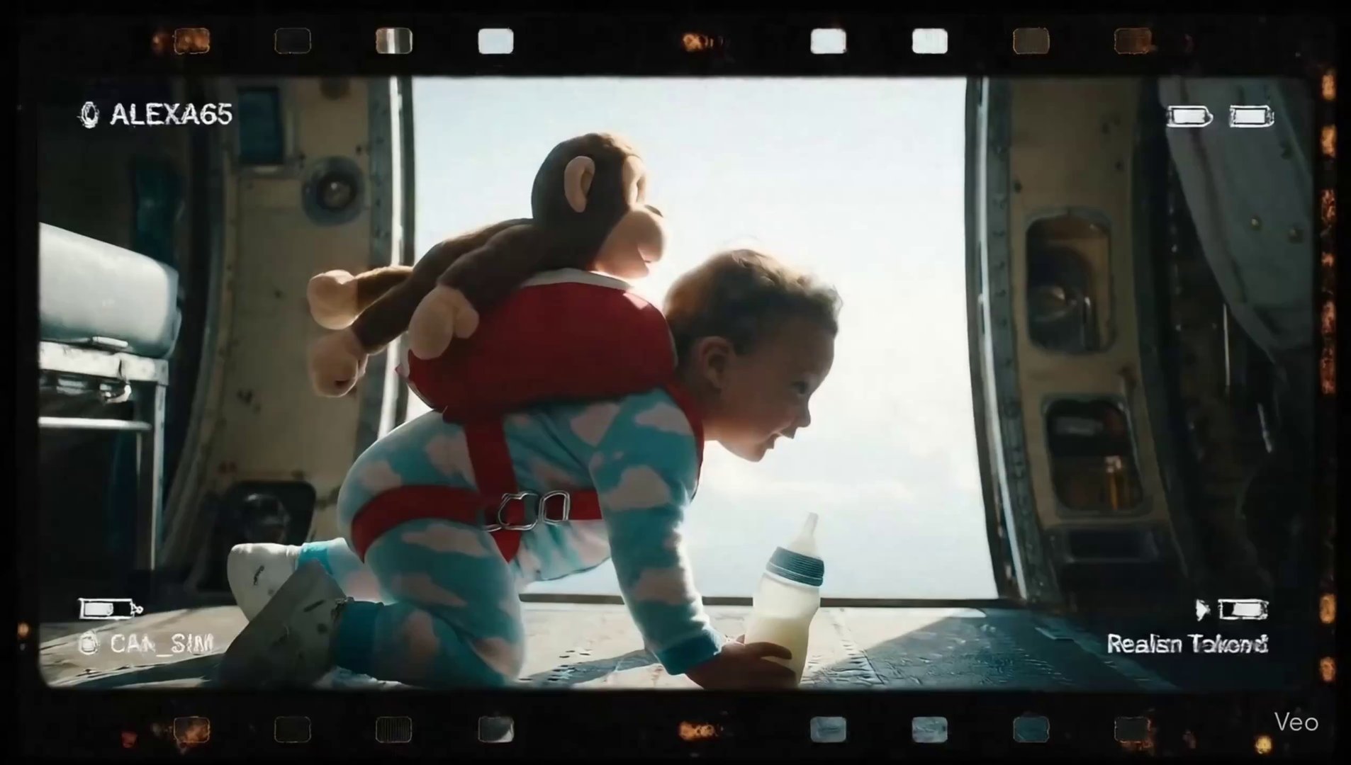 Joyful Baby's Skydiving Adventure with Monkey Pal