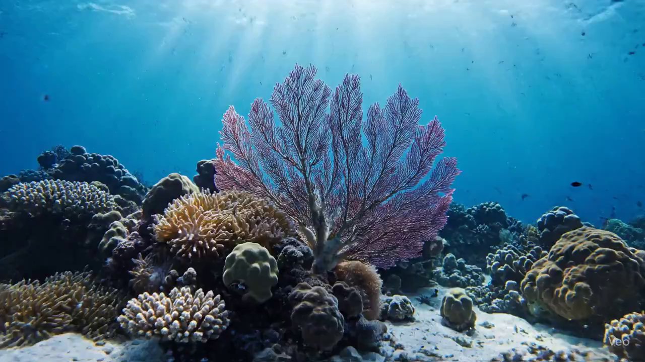 Vibrant Coral Reef: Underwater Light & Life - Veo 3 AI video prompt thumbnail