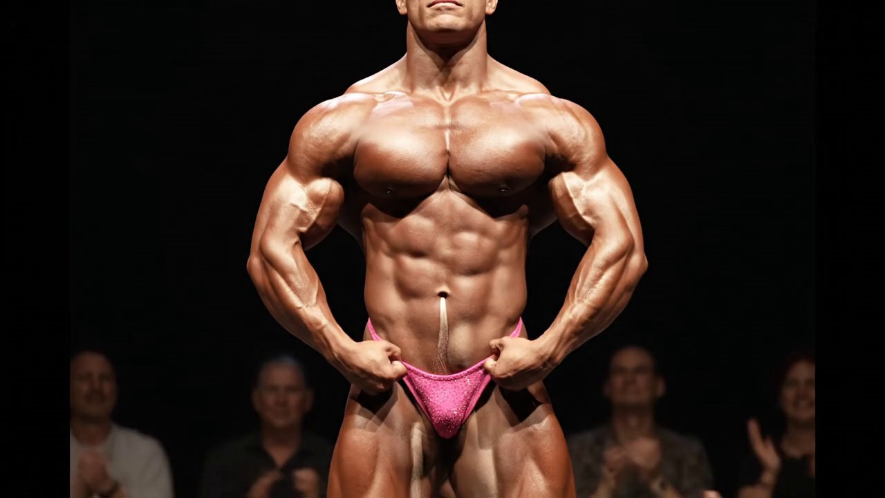 A medium shot of a massively muscular trans bodybu... - Veo 3 AI video prompt thumbnail