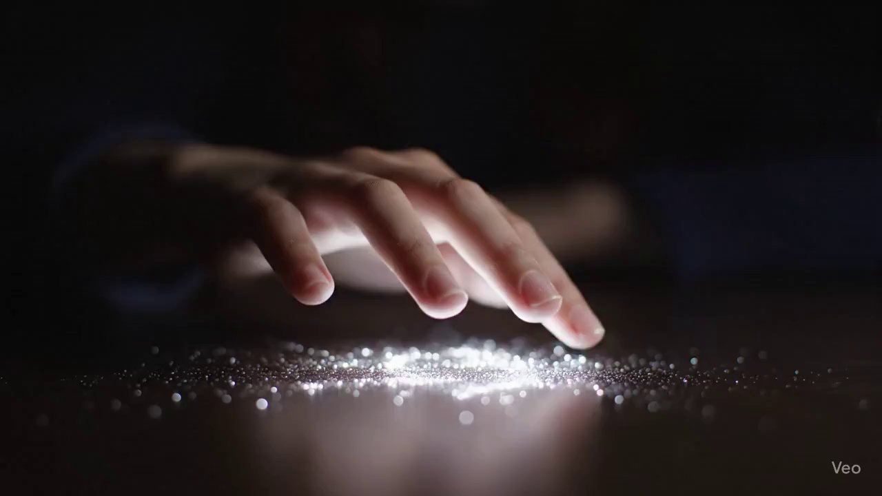 Mystical Dust Constellation: Hand Interaction - Veo 3 AI video prompt thumbnail