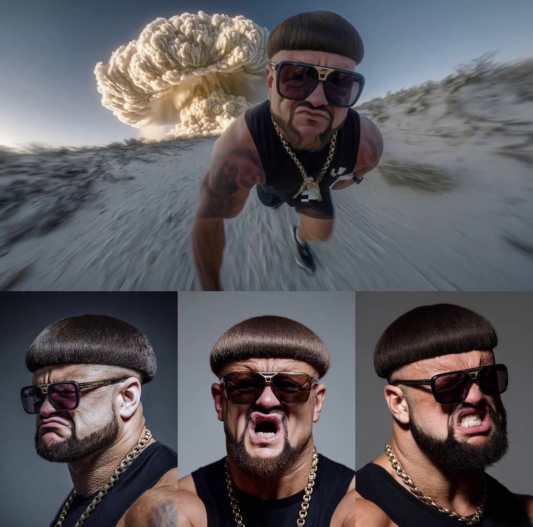 Ibiza Final Boss: Desert Escape from Nuclear Blast - Veo 3 AI video prompt thumbnail