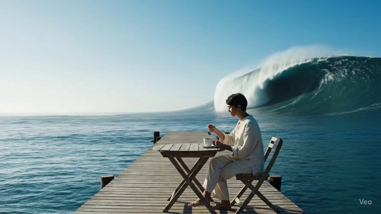Tunisian Coast Tsunami: Serenity Before Disaster - Veo 3 AI video prompt thumbnail
