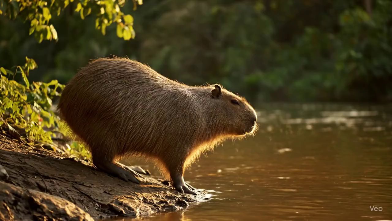 Capybara's Clumsy River Leap: A Cinematic Moment - Veo 3 AI video prompt thumbnail