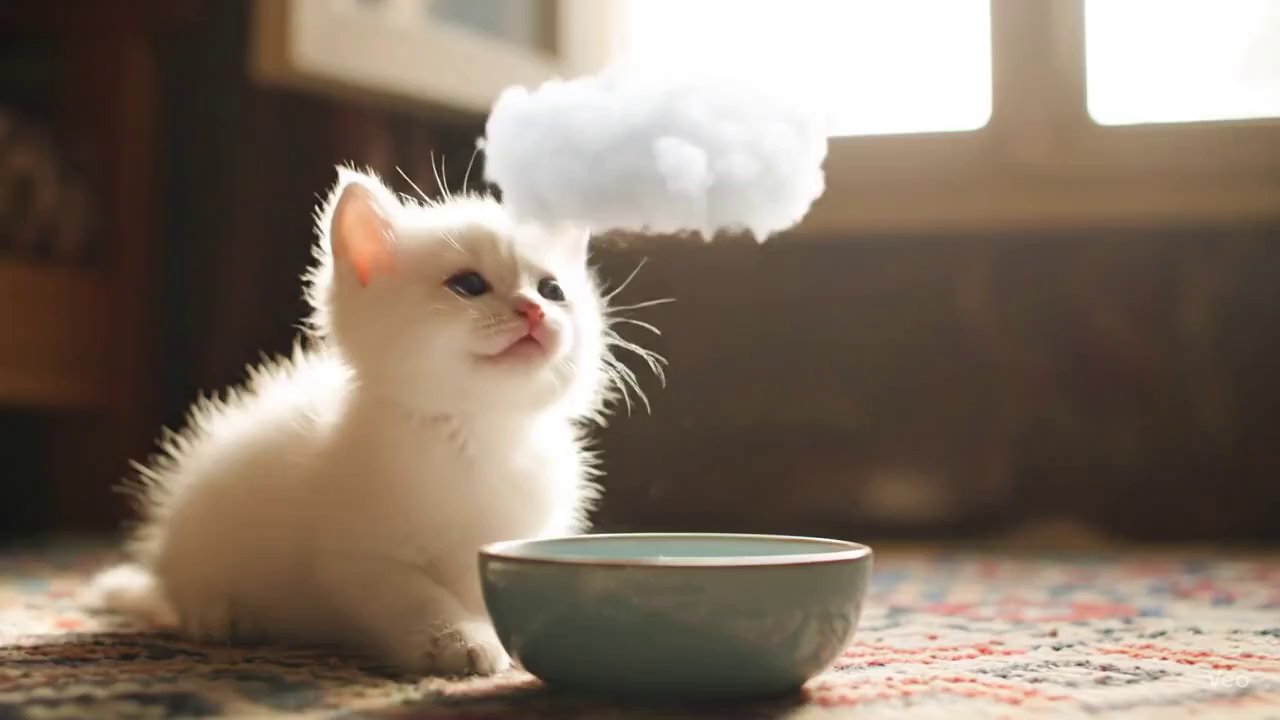 Dreamlike Milk Cloud Kitten in Tunisian Home
