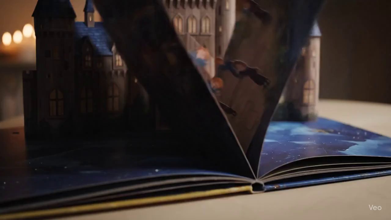 Magical Hogwarts Pop-Up Book Adventure - Veo 3 AI video prompt thumbnail