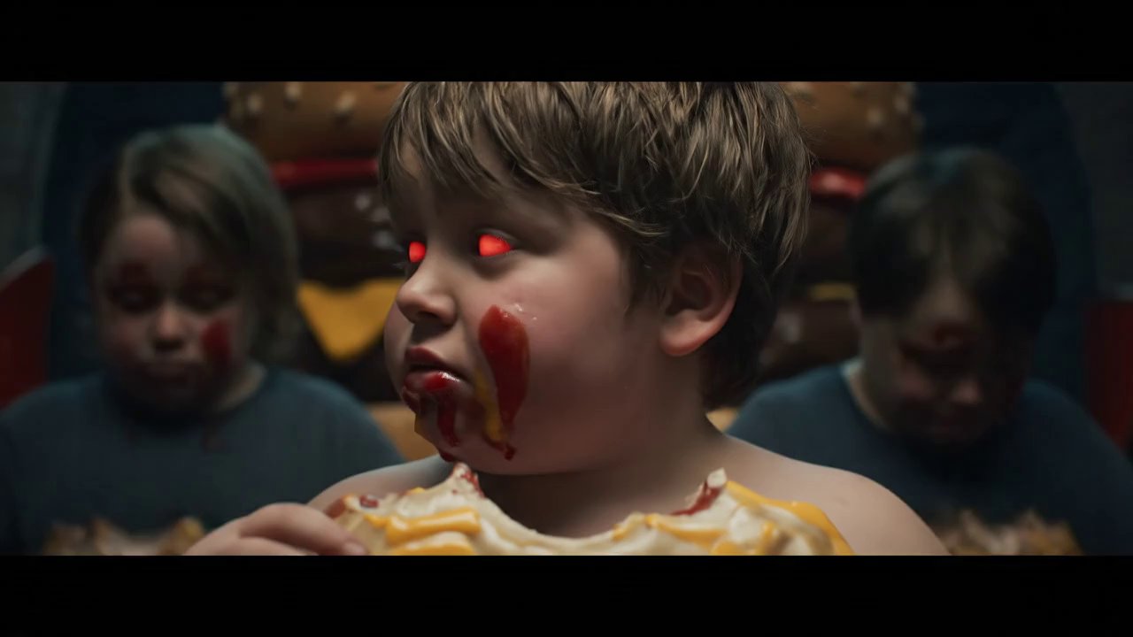"The camera lingers on one of the fat kids, his fa... - Veo 3 AI video prompt thumbnail