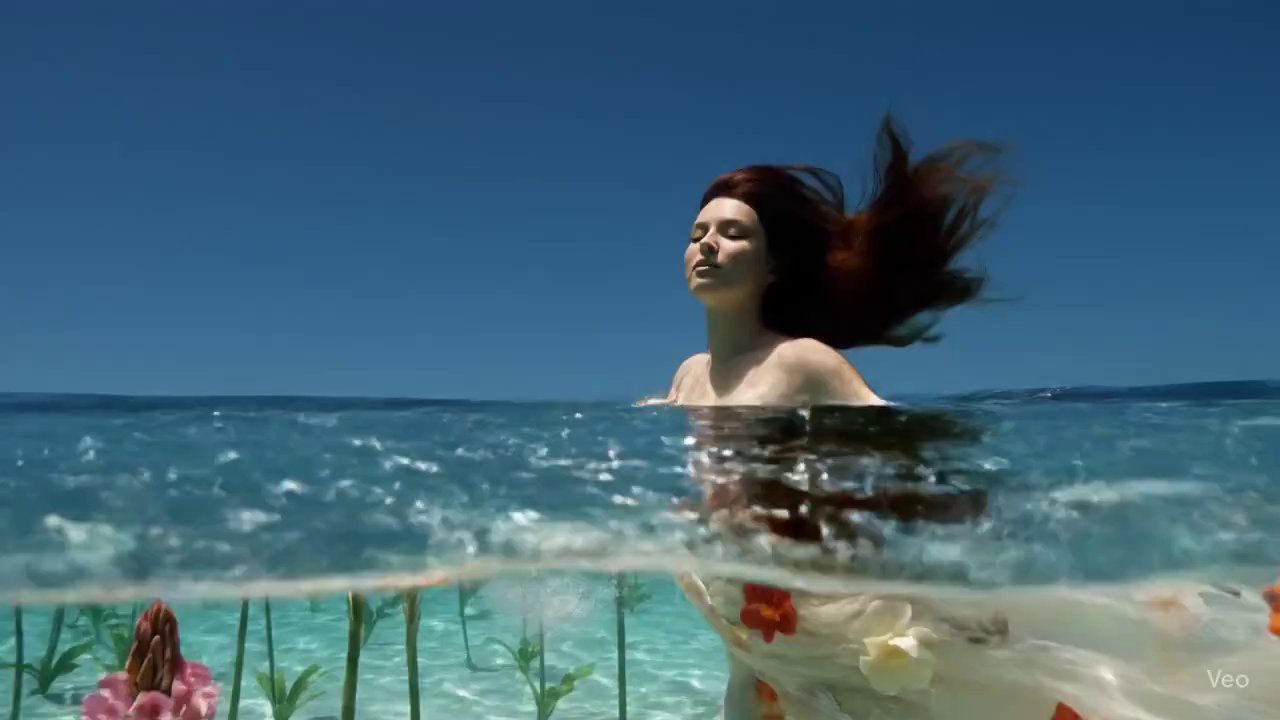 Ethereal Dream: Flowing Beauty in Crystal Water