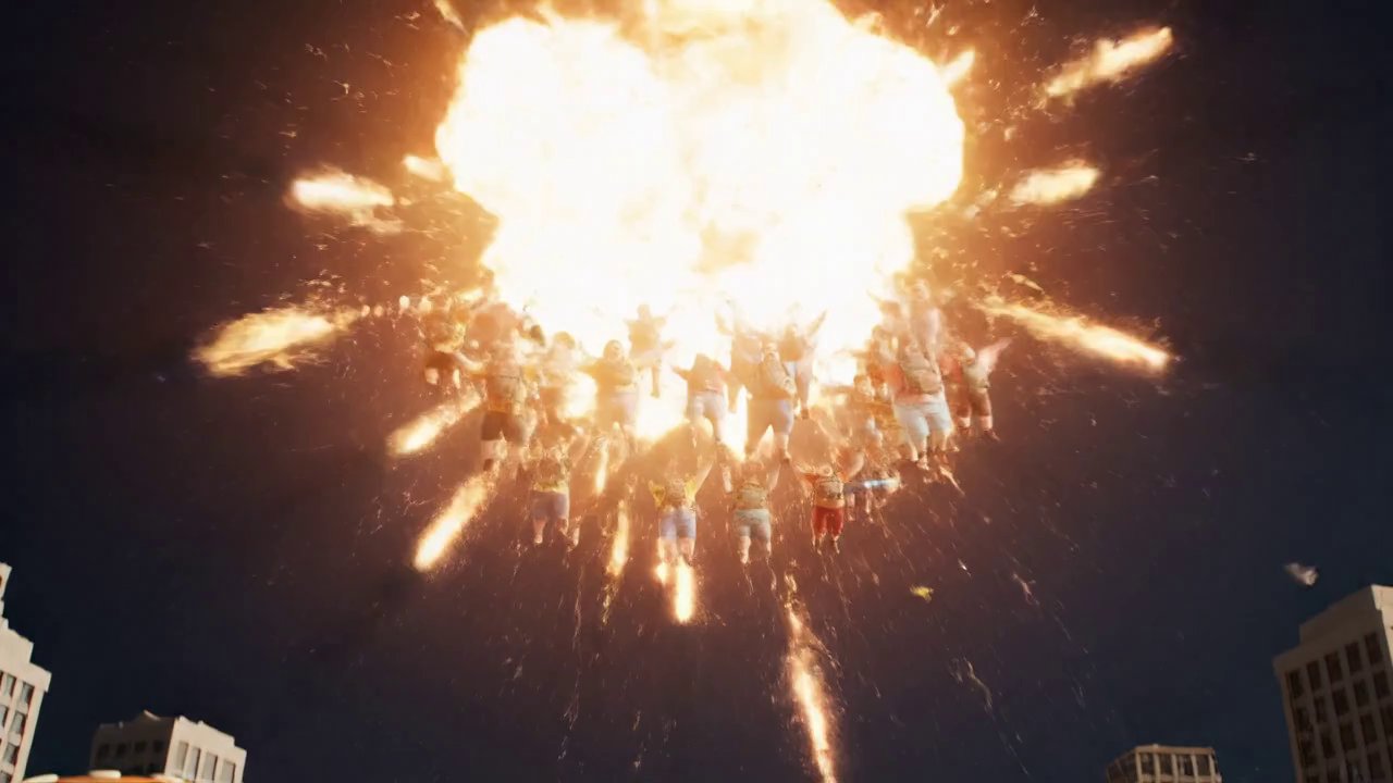 As the glowing projectile bursts open in the sky, ... - Veo 3 AI video prompt thumbnail