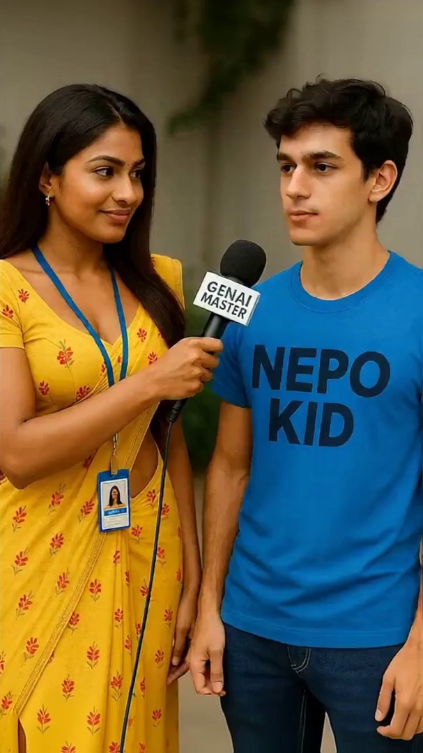 The reporter on the left holding the mic asks "Wha... - Veo 3 AI video prompt thumbnail