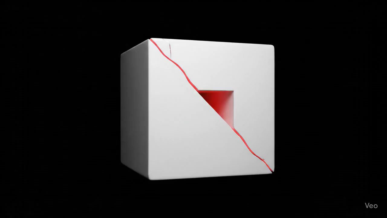 Chrono-Malevich: Abstract Ceramic Cube in Void - Veo 3 AI video prompt thumbnail