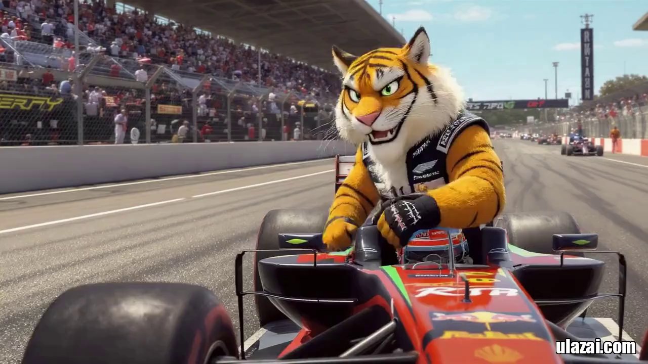 V2 CineFlow: Ignis the Tiger: F1 Race Day Triumph - Veo 3 AI video prompt thumbnail