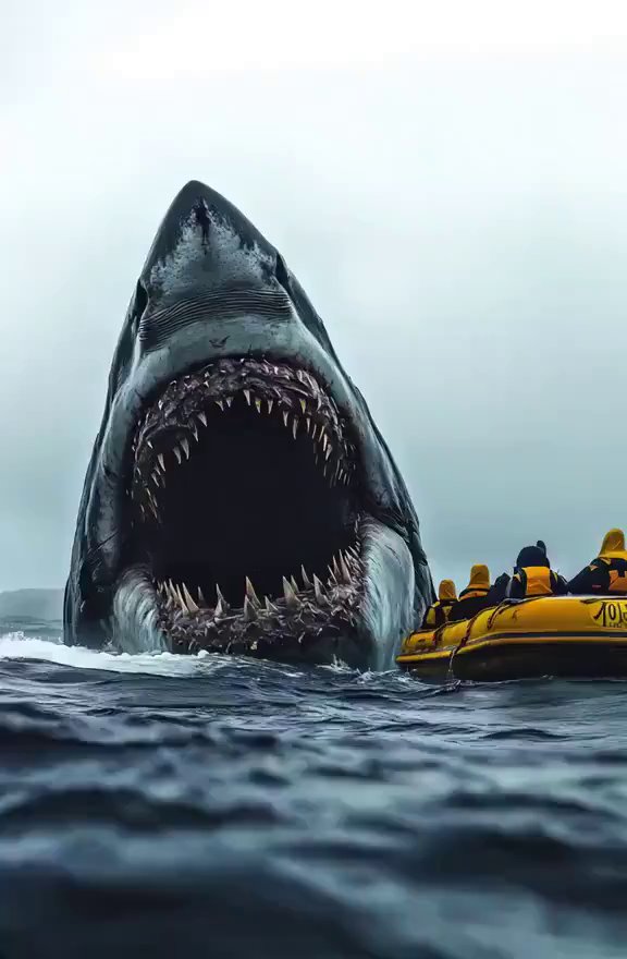 Giant Shark Encounter: Ocean's Apex Predator - Veo 3 AI video prompt thumbnail