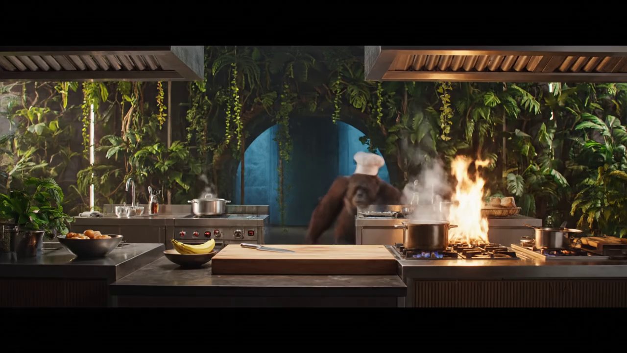 Visual: A dimly lit, high-end kitchen with vines a... - Veo 3 AI video prompt thumbnail