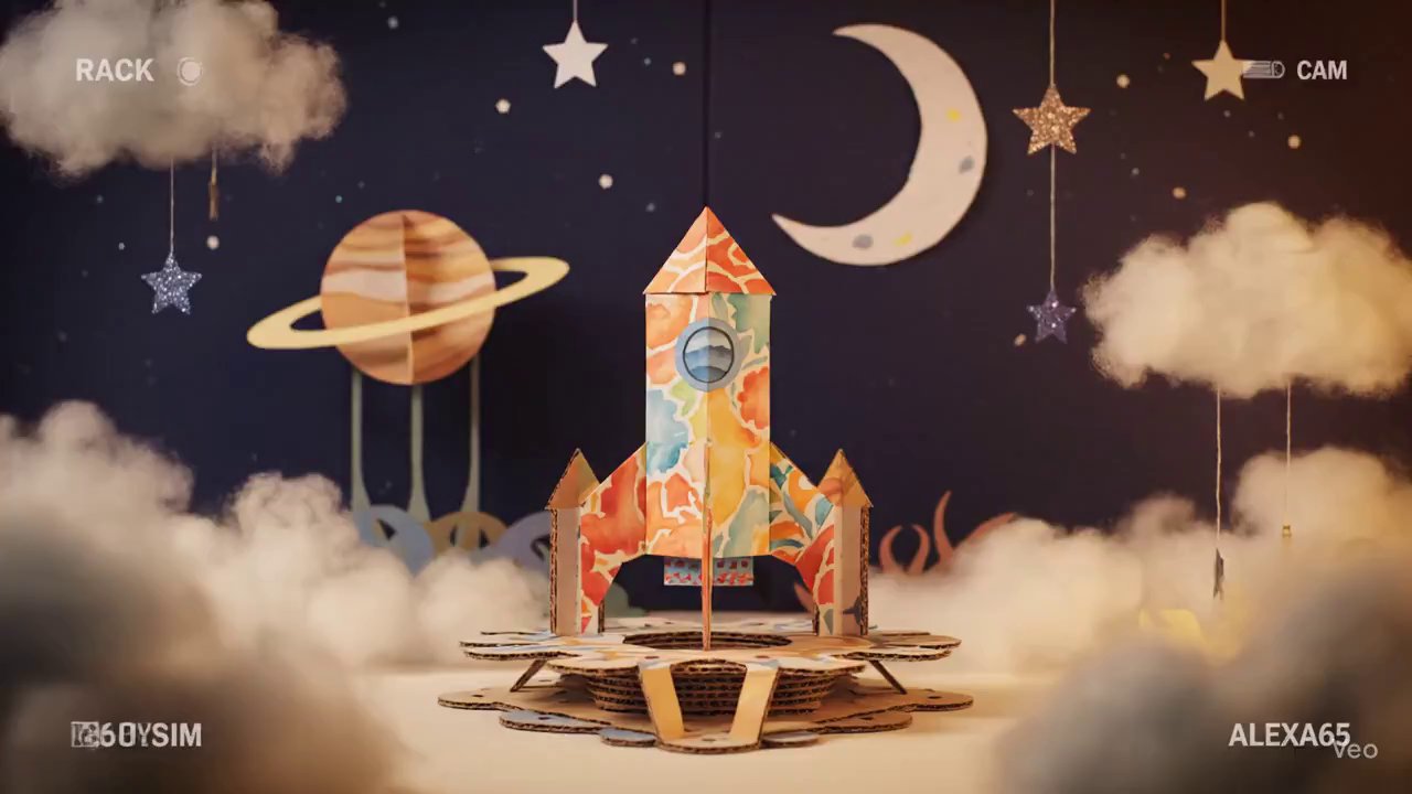 Paper Rocket's Dream Flight: Watercolor Journey - Veo 3 AI video prompt thumbnail