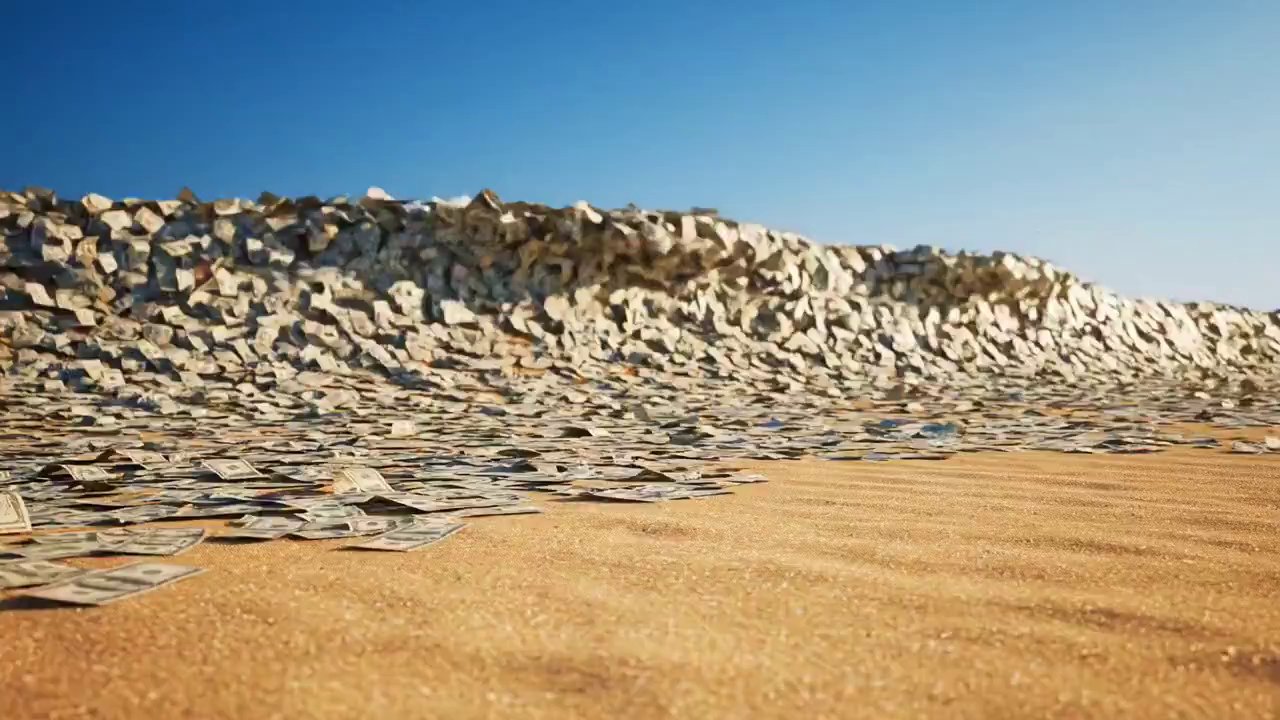 Waves of Wealth: Surreal Dollar Bill Ocean - Veo 3 AI video prompt thumbnail