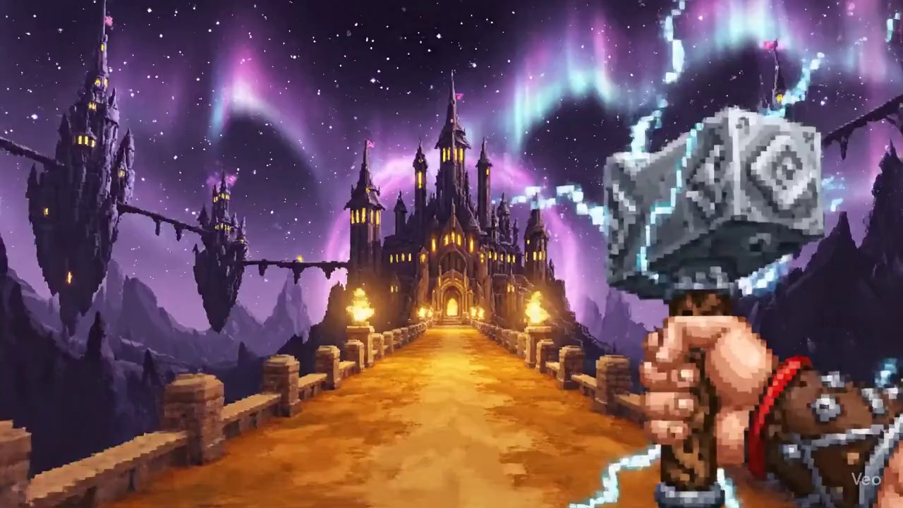 Thor's Pixelated RPG Quest POV - Veo 3 AI video prompt thumbnail