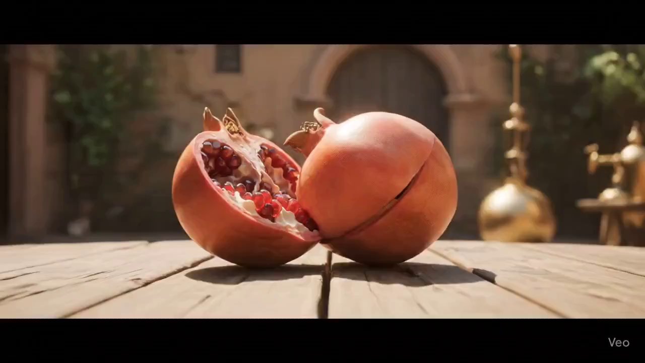 Clockwork Pomegranate: Mechanical Macro Marvel - Veo 3 AI video prompt thumbnail