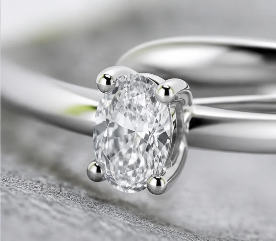 Macro-opname van de zetting en edelsteen van een platina ring
