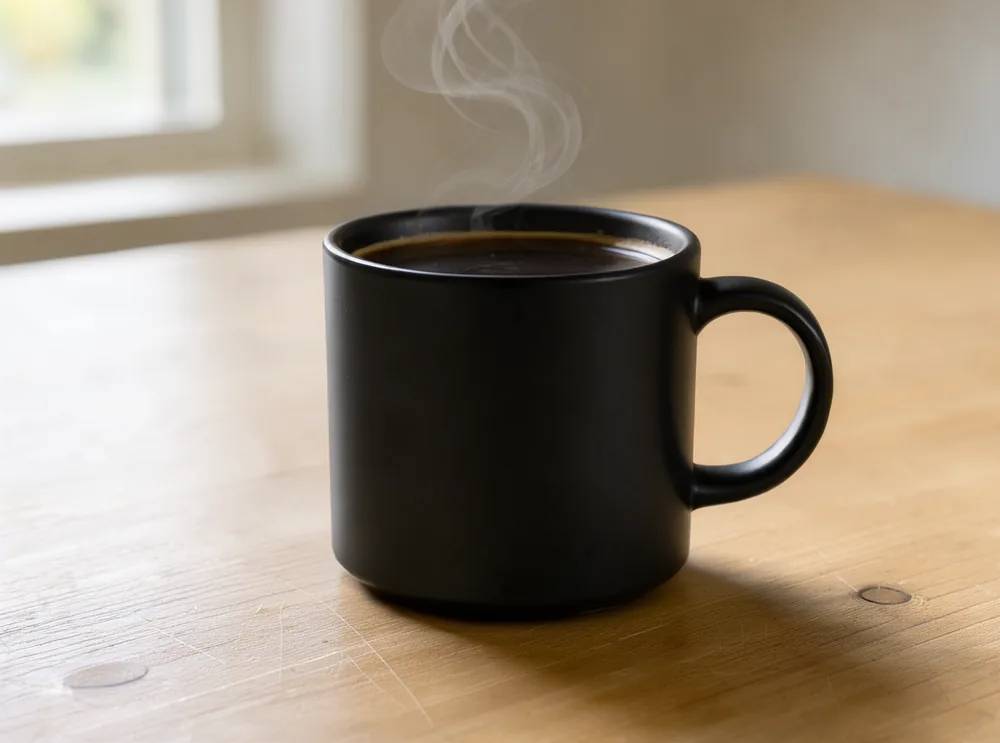 Reference image 1: matte black coffee mug