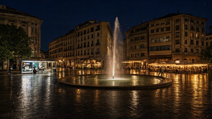 Input image 2 for A city square from noon to night