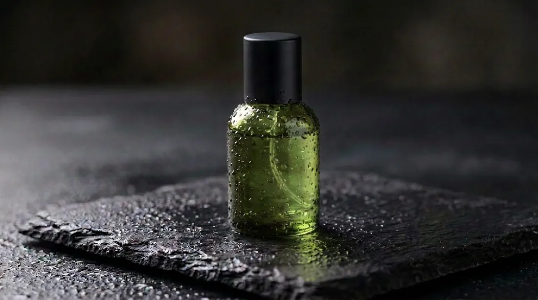 Vijf opeenvolgende bewerkingen van een parfumflesje in Nano Banana 2.1, Nano Banana 2 en Nano Banana Pro. De achtergrond wordt in elke rij donkerder.