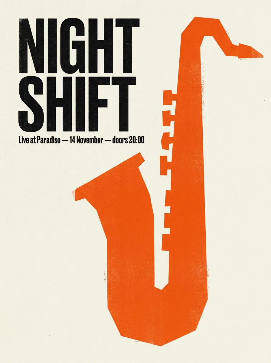 Dezelfde jazzposter-prompt in Nano Banana 2.1, Nano Banana 2 en Nano Banana Pro. 2.1 tekent een zichtbaar raster, NB 2 heeft een kapotte tijd en een verzonnen bandnaam. (Nano Banana Pro)